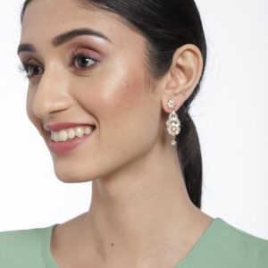Gold-Plated AD Studded Handcrafted Drop Earrings