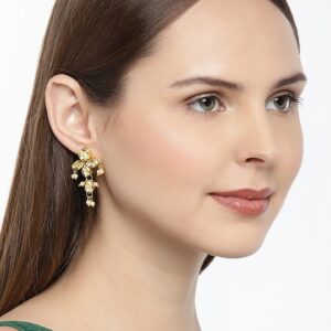 Gold-Toned & White Classic Drop Earrings