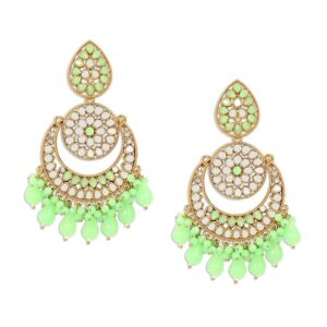 Green Circular Chandbalis Earrings