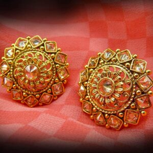 Rajwadi Inspired Studded Gold Plated Filigree Stud Earrings