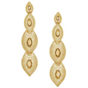 Gold-Toned Oval Drop Earrings