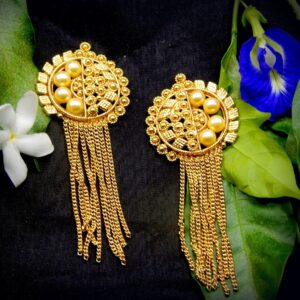 Gold Color Brass Material Chain tassel earrings