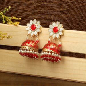 Gold-Toned Floral Jhumkas Earrings