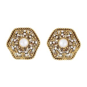 Indian Traditional Antique Gold plated Flower Stud Earrings