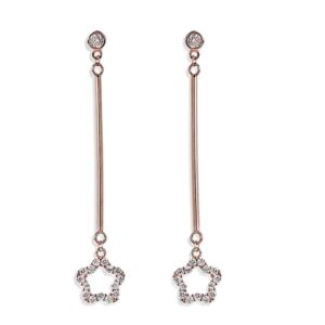 92.5 sterling Silver, rose gold plating, star shaped Dangle earrings