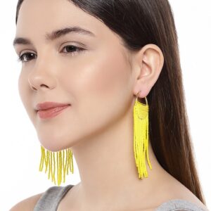 Gold-Toned & Yellow Circular Hoop Earrings