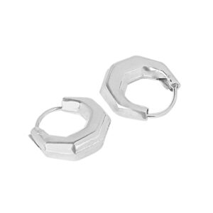 92.5/925 Sterling Silver Hexagon Bali  Hoop earrings