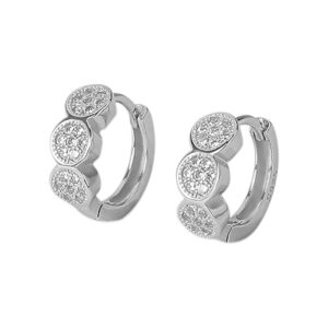 92.5/925 Sterling Silver CZ stone Bali/ Hoop earrings- ER0619HP414S