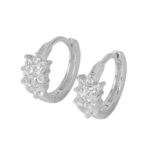 92.5/925 Sterling Silver CZ stone Bali/ Hoop earrings- ER0619HP460S