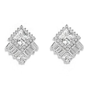 AccessHer 92.5 Sterling Silver square stud earrings