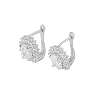92.5 Sterling Silver Plated American Diamond Studded Hoop Earrings for Women