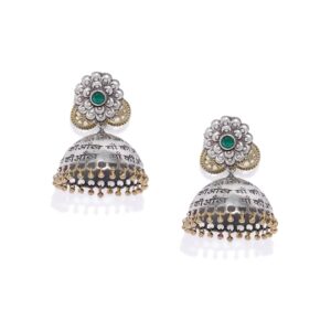 Women Silver-Toned Dome Shaped Jhumkas