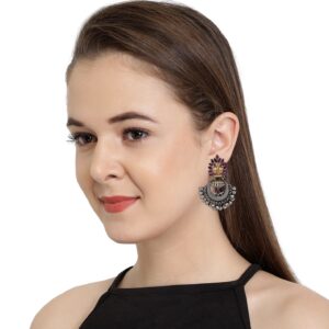 High Quality Oxidised Silver Gold Stylish Brass Dangle Earrings for Women
