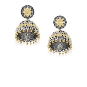 Women Silver-Toned & Gold-Toned Dome Shaped Jhumkas