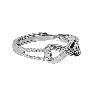 92.5/ 925 Sterling Silver Infinity Adjustable Finger Ring for Women