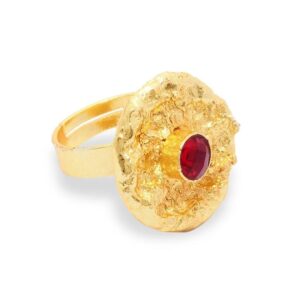 Gold Plated Ruby Stone Finger Ring for Women