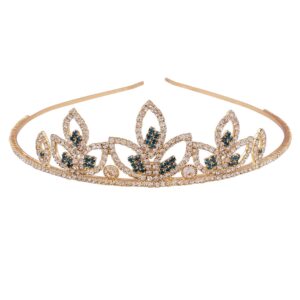 AccessHer Wedding Collection, Rhinestone Studded Golden Metal Hair Band Crown Hair Accessory for Girls and Women- HB0118GC9108GB