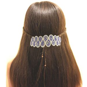 Blue Rhinestones Embellished Hair Barrette Buckle Clip for Women