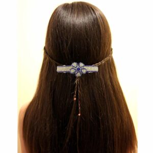 Blue Rhinestones Studded Small Hair Barrette Buckle Clip for Women