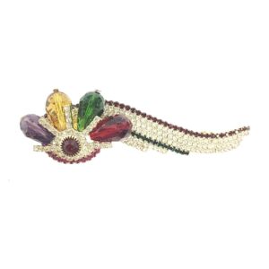 Multicolour Rhinestones and Crystal Beads Studded Hair Barrette Buckle Clip for Women
