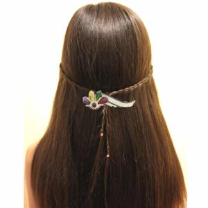 Multicolour Rhinestones and Crystal Beads Studded Hair Barrette Buckle Clip for Women