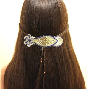 Blue Rhinestones Studded Statement Hair Barrette Buckle Clip for Women
