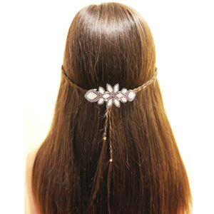 Maroon Rhinestones Studded Hair Barrette Buckle Clip for Women