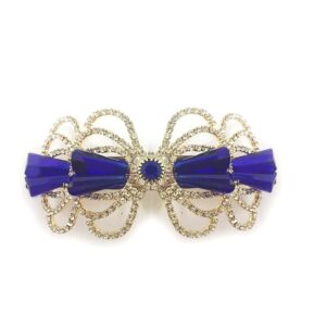 Rhinestones and Blue Crystal Beads Embellished Hair Barrette Buckle Clip for Women