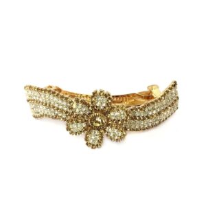 Gold Plated Rhinestones Embellished Hair Barrette Buckle Clip for Women