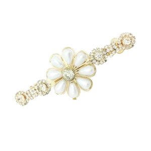 Rhinestones and Pearls Embellished Small Hair Barrette Buckle Clip for Women