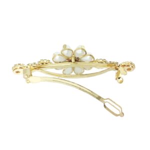 Rhinestones and Pearls Embellished Small Hair Barrette Buckle Clip for Women
