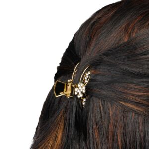Gold Plated Metallic Rhinestones Studded Hair Clutcher /Claw Clip for Women