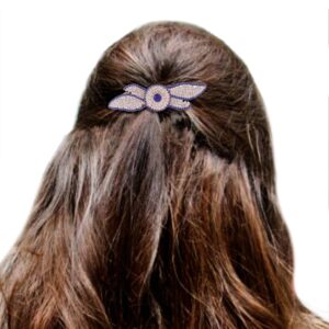 Rhinestones Studded Blue Hair Barrette Buckle Clip for Women