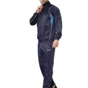 Kasrat Navy Blue With White Piping Super Poly Tracksuit