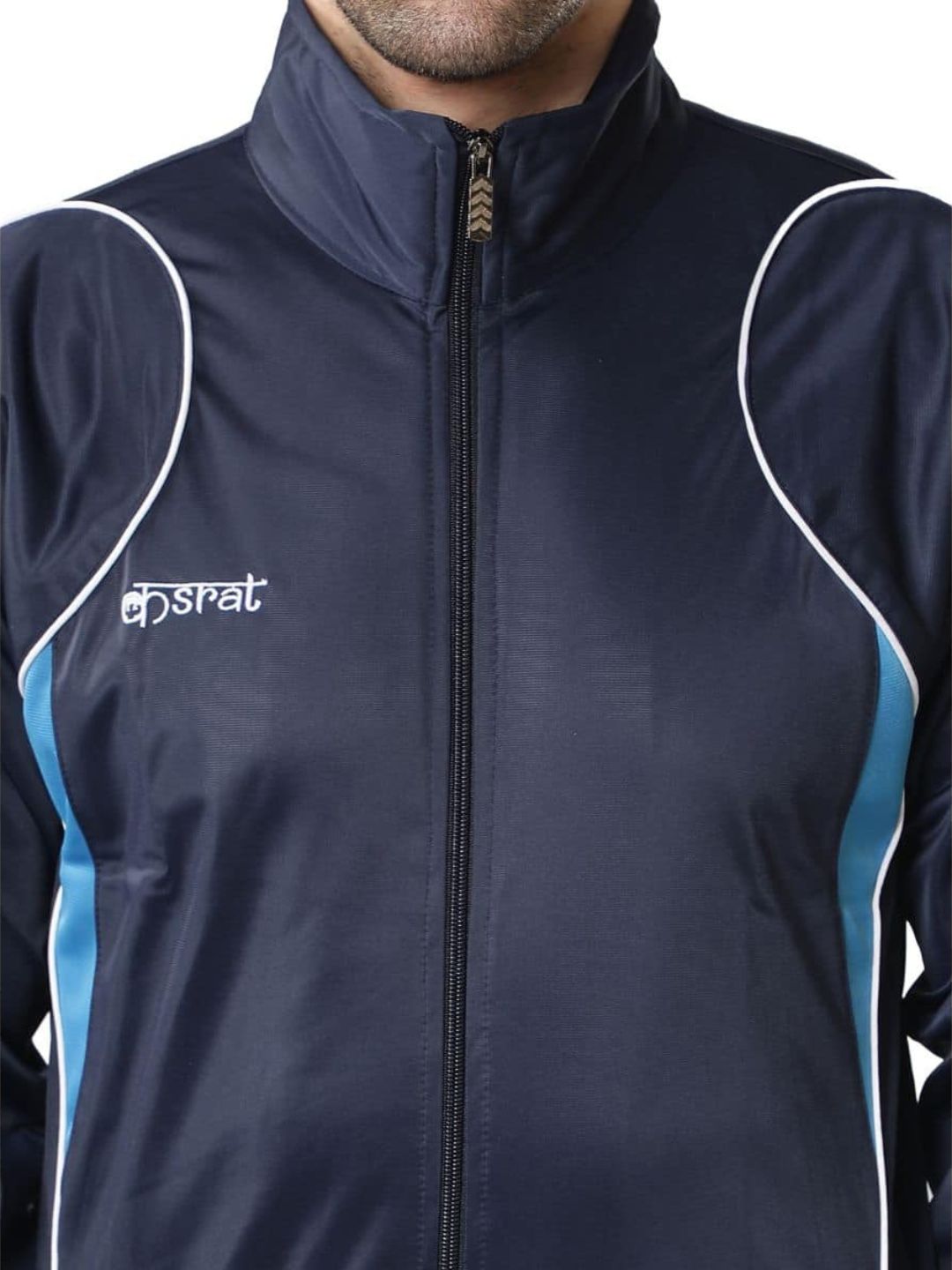 Kasrat Navy Blue With White Piping Super Poly Sport Wears Tracksuit