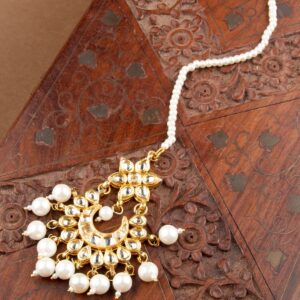 AccessHer Gold-Plated Kundan-Studded Handcrafted Maang Tika for women and girls