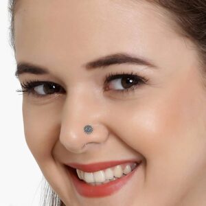 92.5/925 Sterling Silver Trendy Oxidised Tribal Nose Pin for Women
