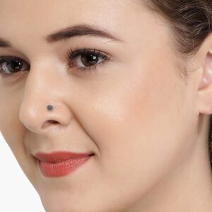 92.5/925 Sterling Silver Trendy Oxidised Rose Nose Pin for Women