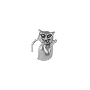 92.5/925 Sterling Silver Quirky Oxidised Cat Shape Nose Pin for Women