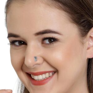 92.5/925 Sterling Silver Quirky Oxidised Cat Shape Nose Pin for Women