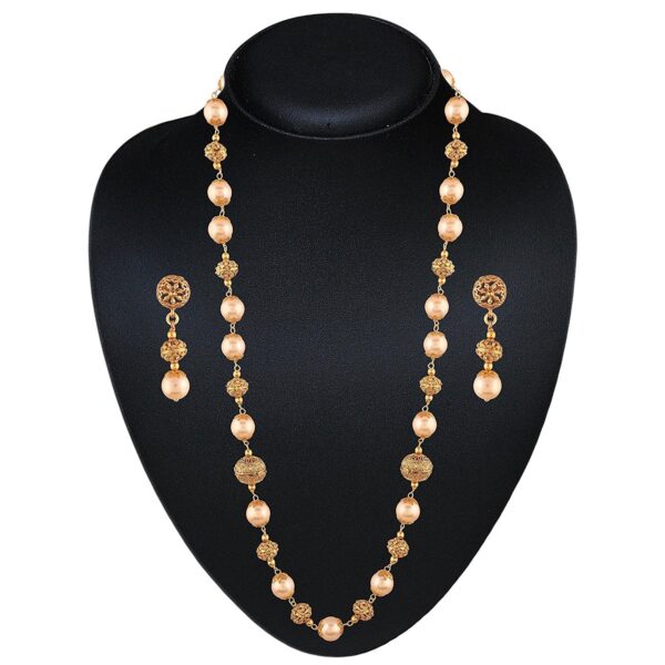 NS0118SR125G -AccessHer Traditional Ethnic Gold Plated Necklace Set with Pearls for women - access-her