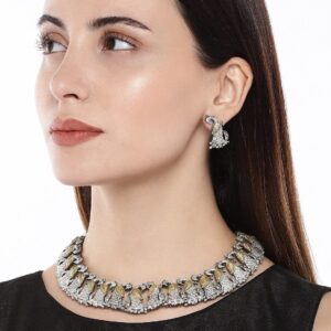 Ethnic German Silver Dual Tone Peacock Jewelry Set for Women