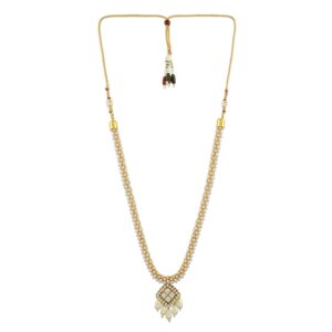 Delicate Kundan and Pearl Long Necklace for Women