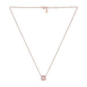 92.5/925 Sterling Silver, rose gold plated solitaire square pendant with chain- NS0619BJ598RG
