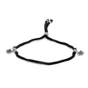 92.5 Silver & Black Toned Butterfly-Shaped Threaded Anklet
