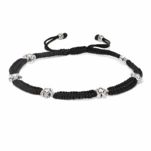 92.5 Silver-Toned & Black Beaded Handcrafted Anklets- PY0121VS12S6