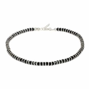 92.5 Silver-Toned & Black Beaded Handcrafted Anklets- PY0121VS14S0S