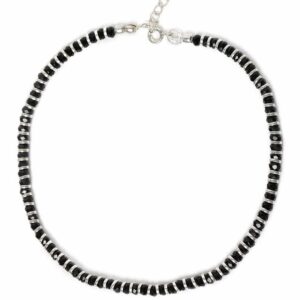 92.5 Silver-Toned & Black Beaded Handcrafted Anklets- PY0121VS14S0S