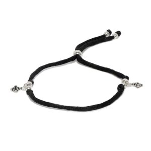 92.5 Silver & Black Toned Threaded Anklet