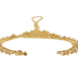 Antique Gold Bridal Anklet with Toe Ring (2 Pcs)